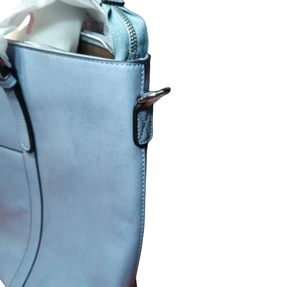 NWT Bromen Light Blue Faux Leather Laptop Bag